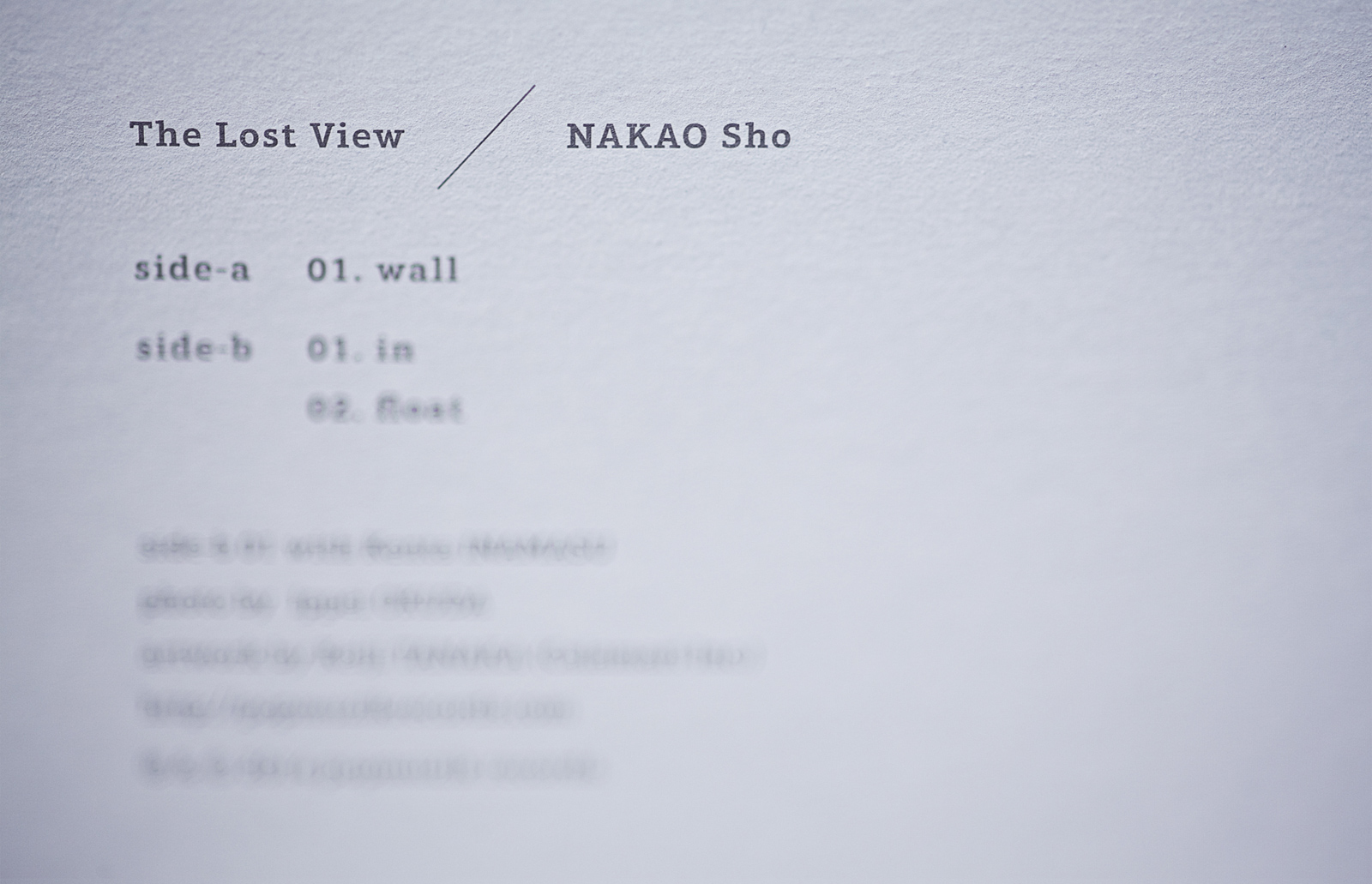 The Lost View / NAKAO Sho